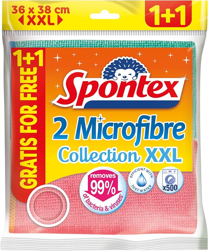 Microfibre Collection, super saugstarkes Mikrofasertuch, effizient ohne Chemie, im XXL Format 36 x 38 cm, Farbe nicht frei wählbar, 10 Stück