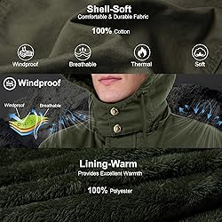 CHEXPEL Mens Cotton Military Jackets with Removable