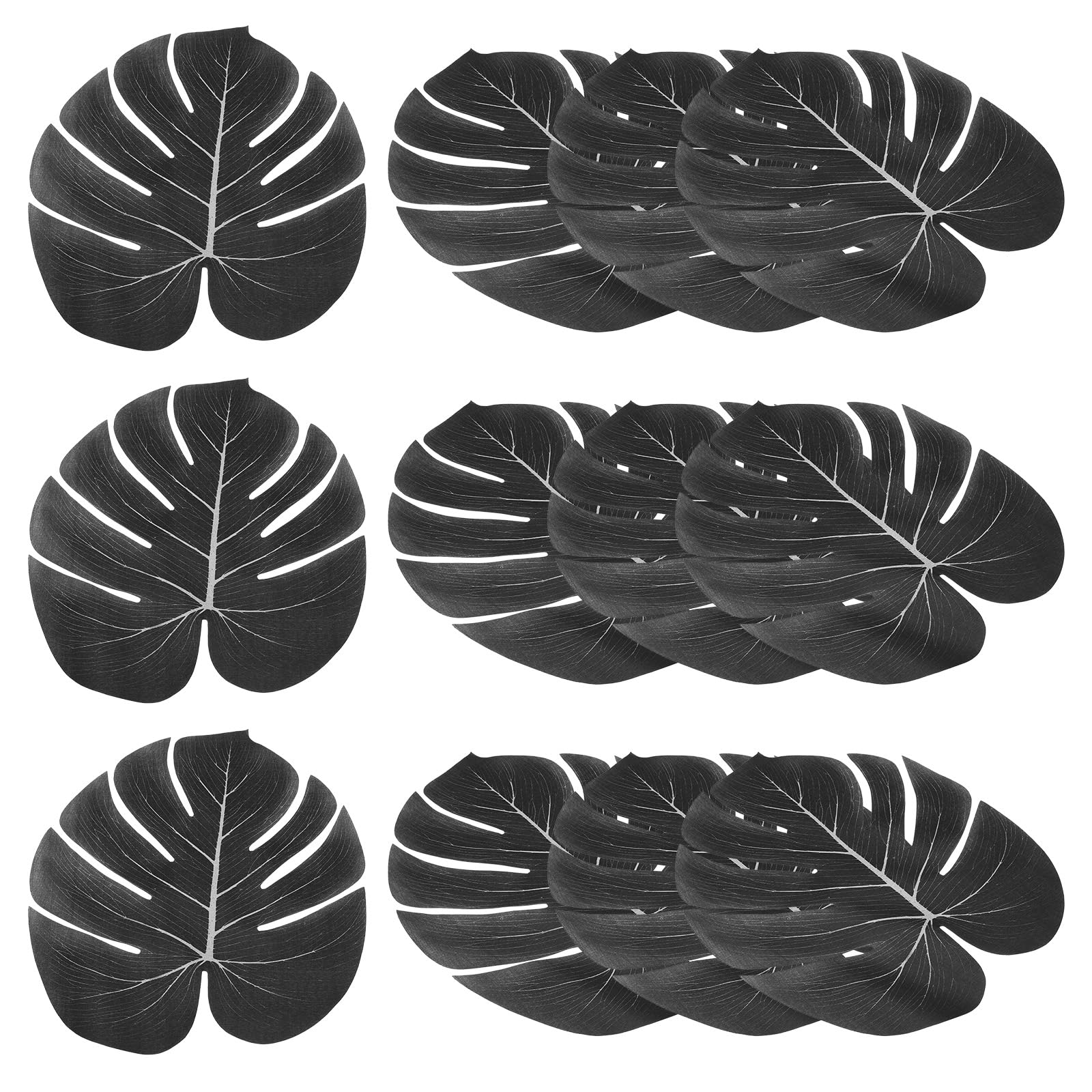 PATIKIL 13" Black Palm Leaves, 12 Pack Artificial Palm Leaves Faux Palm Fronds Fake Palm Leaf Simulation Tree Leaves for Home Hawaiian Jungle Beach Party, Style 23