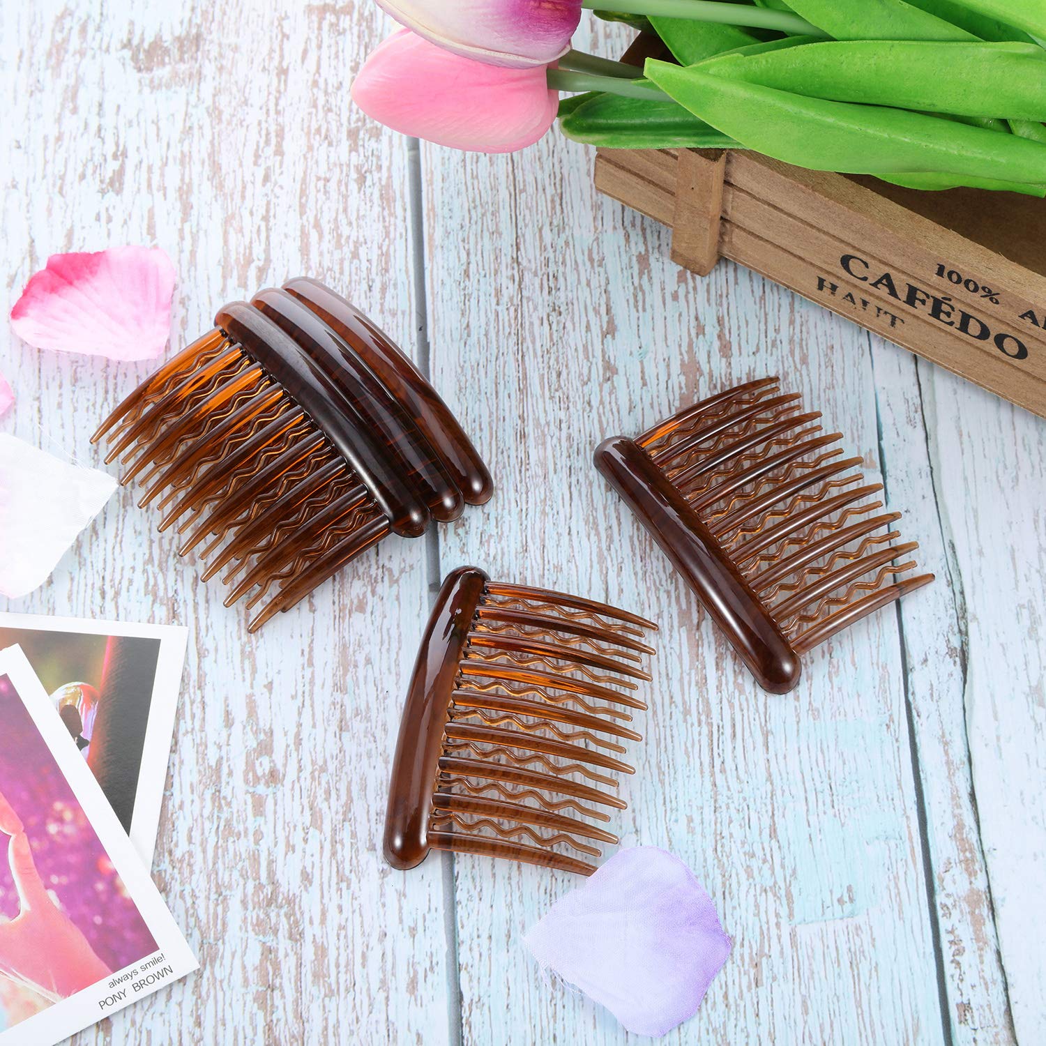Gejoy 12 Pieces Plastic Teeth Hair Combs Tortoise Side Comb Hair Accessories for Fine Hair (Black and Brown) : Beauty