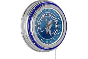 TRADEMARK GLOBAL Minnesota Timberwolves NBA Chrome Double Ring Neon Clock