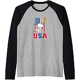 Peanuts - Snoopy &amp; Woodstock USA Flag Raglan Baseball Tee
