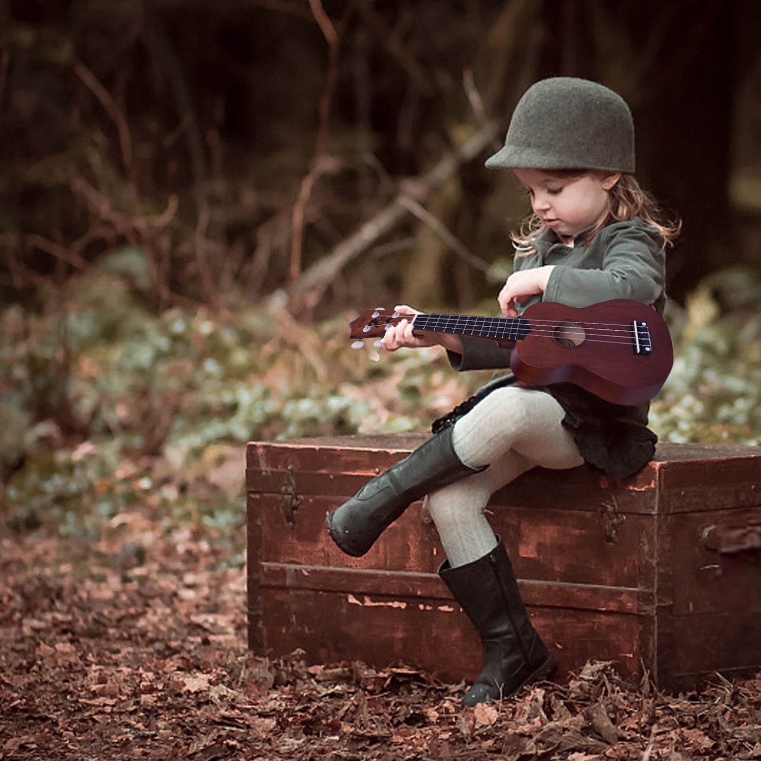 Ukulele soprano ukulele kids ukulele bundle starter guitar kid ukulele with extra new nylon strings uku strap ukulele case ukulele picks satin basswood ukulele