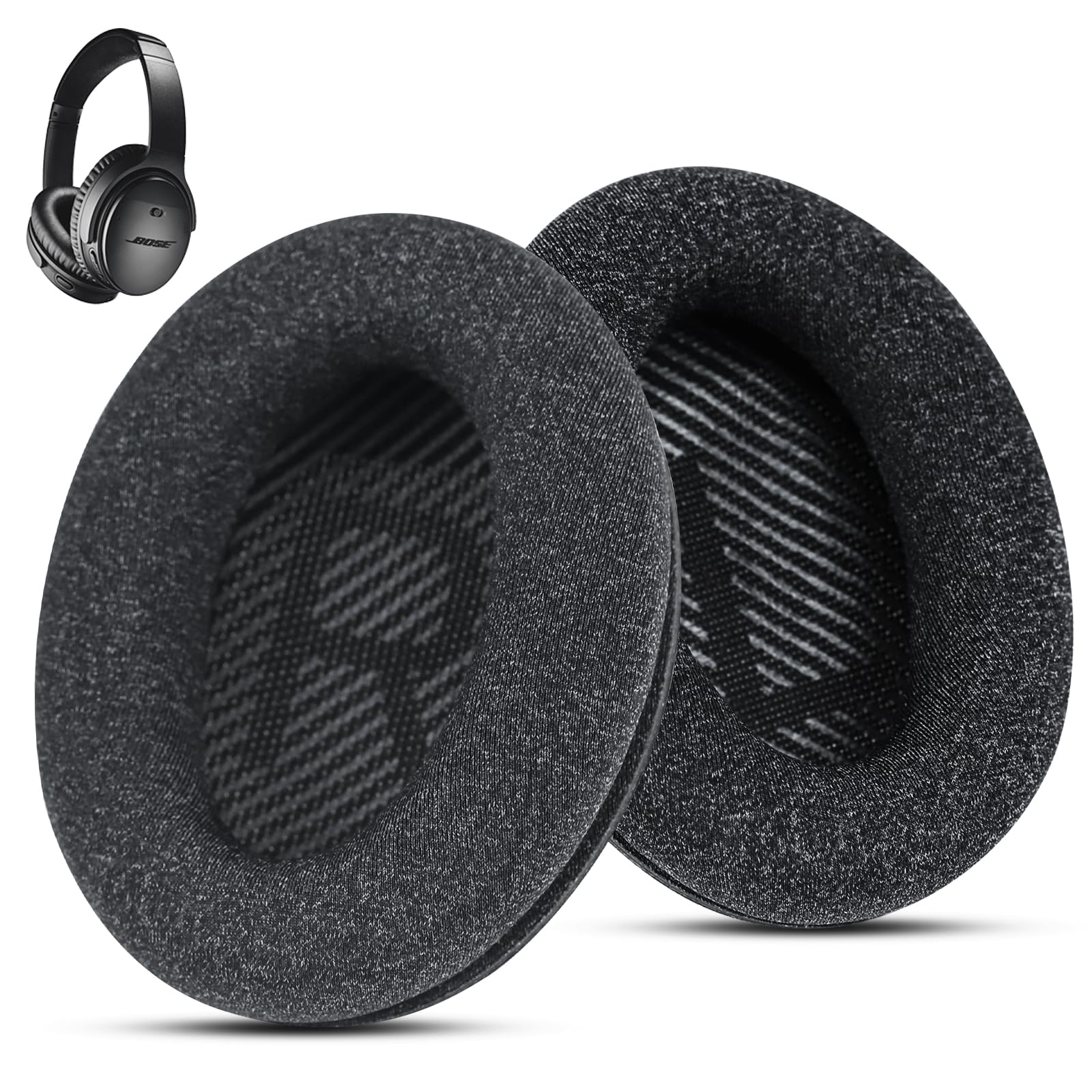 Wzsipod Fabric Comfort Replacement Ear Pads for Bose QuietComfort 35 / QC35 – Fits QC25 QC45 QC15 QC2 AE2 AE2i AE2w SoundLink & SoundTrue (S2 Style)