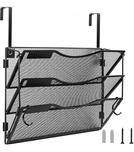 Buy Office Cubicle Accessories Black Wire Mesh 5 Tier Hanging Wall File Organizer 2 Hooks Doors And Cubicle Hangers Screws For Wall Mount Cubicle Organizer