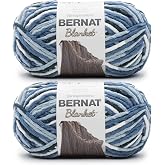 Bernat Blanket Yarn Super Bulky Soft Chenille Yarn Faded Blues 2-Pack | Super Bulky Yarn Size 6, 100% Polyester Blanket Yarn for Crochet, Knitting, 220 Yards, 300g/10.5oz