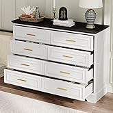 Eifizek White Dresser for Bedroom, Farmhouse 8 Drawer Dresser, Small Wooden Cabinet for Living Room, Hallway, Entryway