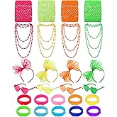 Toulite 80s Costume Accessories Set for Women with Headband Gloves Necklace Bracelet Sunglasses for Outfit Party