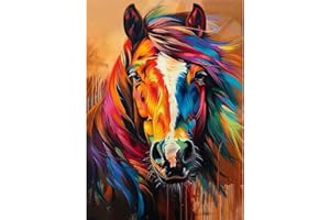 KAIXINE Horse Stamped Cross Stitch Kits for Adults Beginner,Colorful Horse Cross Stitch Kits Printed Stitching Patterns Dimensions Needlepoint Art Crafts Embroidery Kits for Adults Beginners 12x16 inch