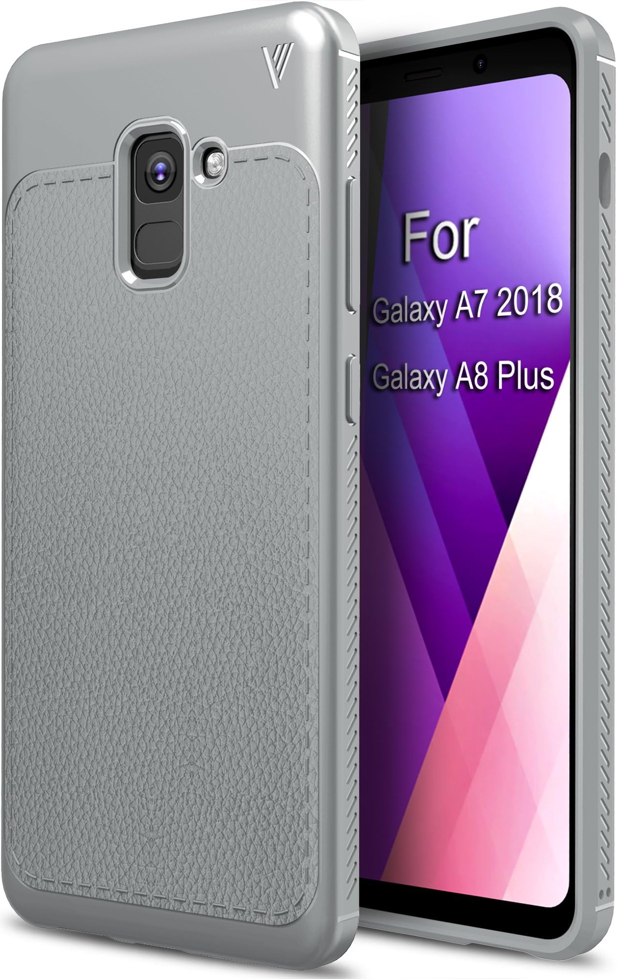 Galaxy A7 2018 case, Galaxy A8 Plus / A8+ 2018 case, KuGi [Scratch Resistant] SS Premium Flexible Soft Anti Slip TPU Case for Samsung Galaxy A7 2018 / A8 Plus / A8 + 2018 Smartphone(Gray)