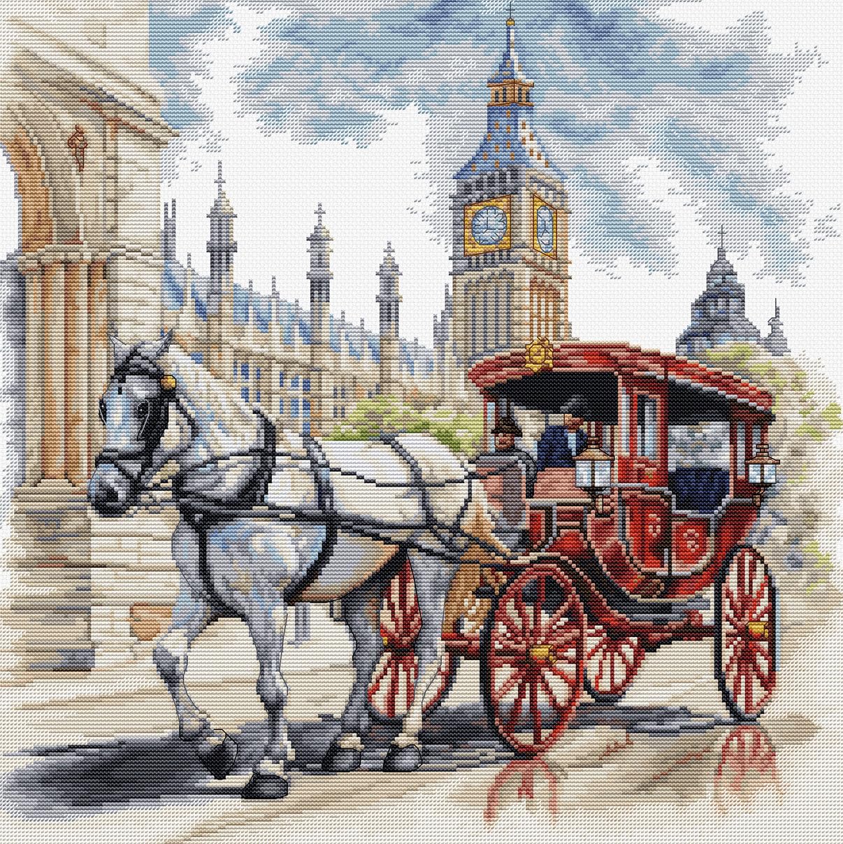 Luca-S Cross Stitch Kit Carriage Ride, BU5040, Counted Cross Stitch Kit for Adults, Needlecraft and Embroidery Kit — image 1