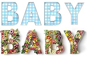 Pop Fizz Designs Charcuterie Board Letters I Baby or Bridal Shower Food Trays I Decorations Cardboard Letters for Charcuterie I Food Display Fillable Letters (Baby (Blue))