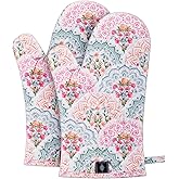 BONTHEE Pot Holders for Kitchen Heat Resistant Hot Pads for Countertops Oven Pot Holders Cotton Potholders for Kitchen Cooking Baking, Extra Long Cotton Cooking Gloves - Mandala - Oven Gloves - 2PCS
