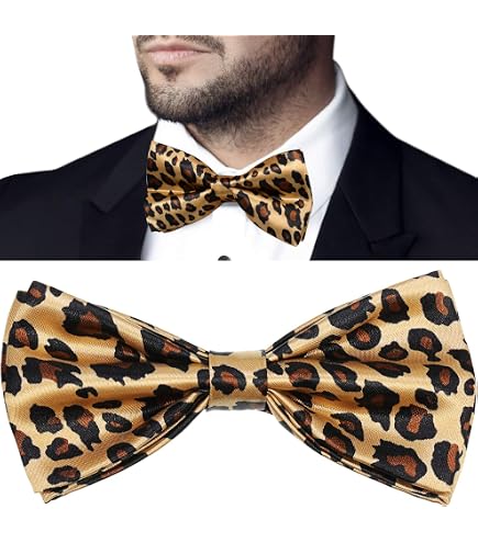 boxed-gifts Men's Cheetah Print Leopard Bowtie Polyester Pre-tied
