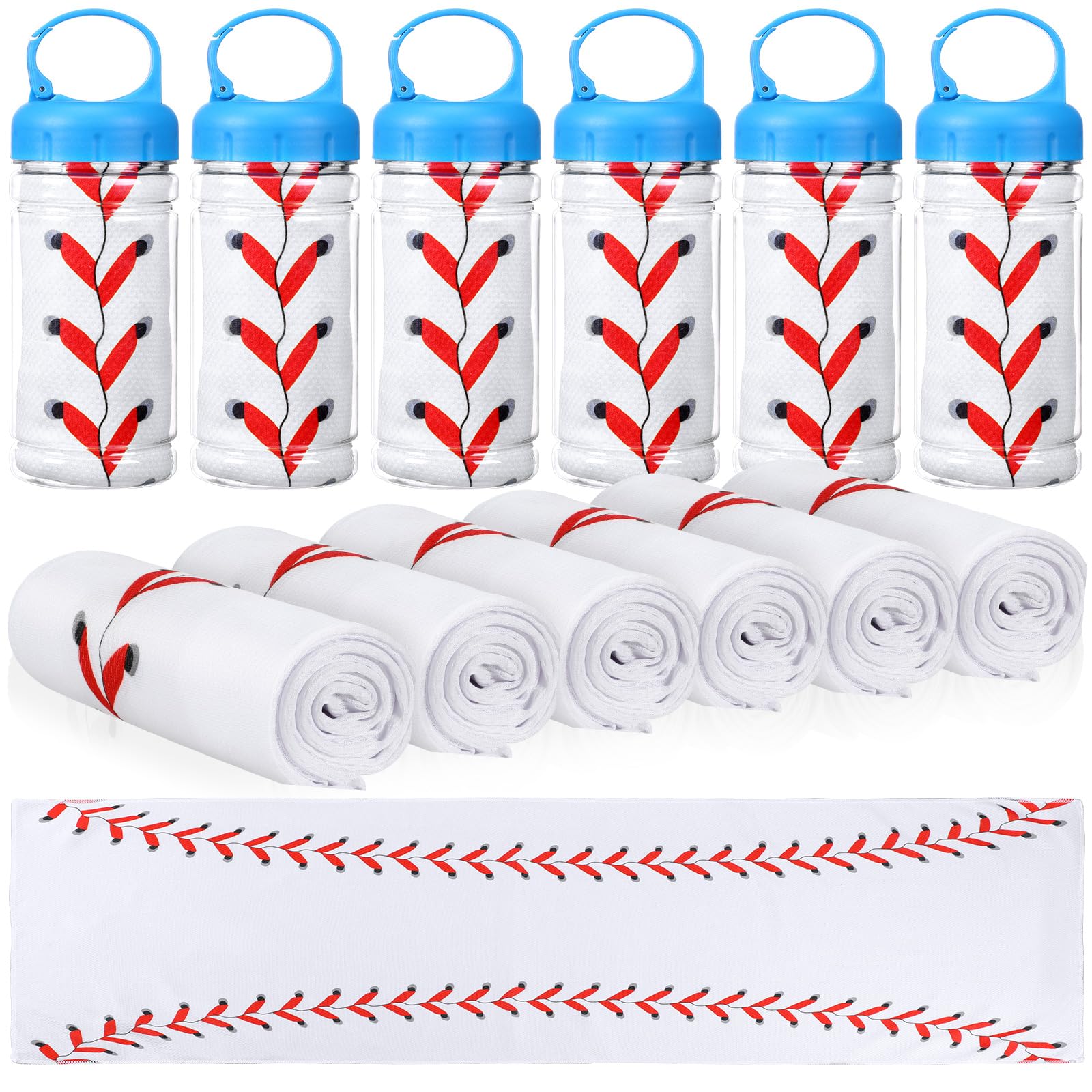 Photo 1 of Hahafelt 9 Pack Baseball Cooling Towels, Baseball Ice Towels for Neck, 40"x12" Breathable Chilly Towel with Plastic Container, Microfiber Sport Towel for Players Team Gift Sport Party Favors