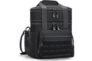 Tactical Lunch Bag for Men : Expandable Insulated Large Lunch Box for Mens Double Deck Travel Daytrip Picnic Outdoor - Leakpr