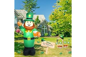 HZGDEJTG 4ft St. Patrick's Man Outdoor Inflatable Decoration with Built-in LED Lights for Holiday Parties, Lawn, Yard Outdoor Decoration
