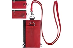 TATAANTY RFID Blocking Wallet, Minimalist Wallet for Men, Small Wallet for Women with Lanyard Keychain, ID Holder Zipper for Cards, Coins, Travel, Water-resistant, Red
