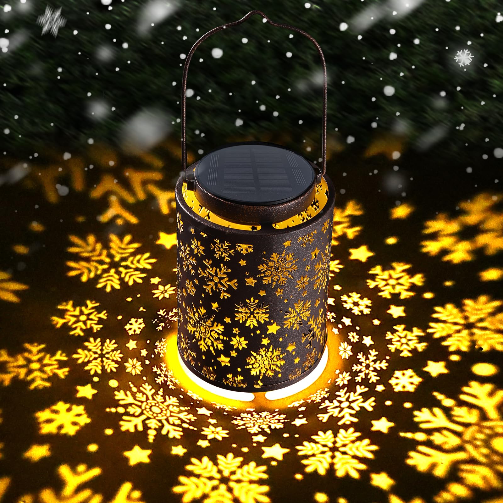 Photo 1 of Snowflake Solar Lanterns Outdoor Waterproof, Hanging Metal Copper Lights for Garden, Patio, Porch, Yard, Romantic Valentine’s Gift for Her, Thoughtful Winter Gifts for Mom & Women