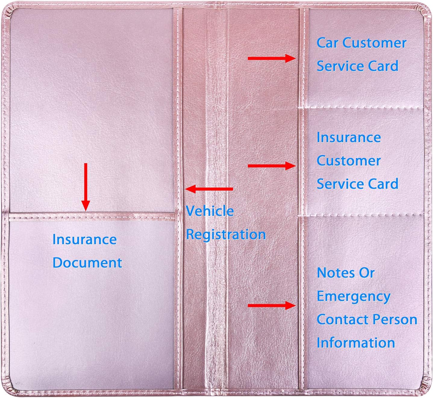 wisdompro Car Document Wallet, PU Leather Car Registration and Insurance Holder - Image 3