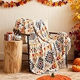 CASAAGUSTO Boho Throw Blanket - Colorful Decorative Blankets with Tassel, Printed Flannel Bohemian Blanket for Chair, Bed, Sofa, Couch(50 * 60, Colorful)