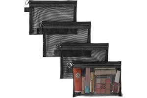Gelapa Makeup Pouch, 4Pack Small Makeup Bag for Purse Tote, Clear Mesh Make Up Bag with Zipper, Travel Cosmetic Organizer Bag