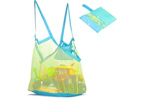 NARWEY Mesh Beach Bag and Tote for Sand Toys Beach Net XL (Blue)