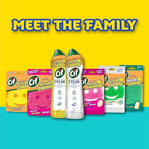 SCRUB DADDY SPONGES & CIF ALL PURPOSE CLEANER, LEMON – NON SCRATCH SPONGES FOR KITCHEN + BATHROOM – SCRUBBER AND MULTIPURPOSE CLEANER CREAM – CLEANING SUPPLIES KIT