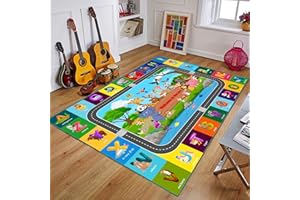 FUBULLISH ABC Alphabet, Animals Zoo Baby Educational Rug, Kids Playtime Collection Area Rug, Soft Non Slip Playroom Mat Carpet for Children Bedroom, Toddler Classroom (59 x 39.4 inch)
