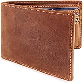 LnxLtw Men's Wallets Leather RFID Blocking Ultra-Thin Bifold | Minimalist Front Pocket Travel Wallet for Men with Card Holder & Money Slot – Yellowish Brown