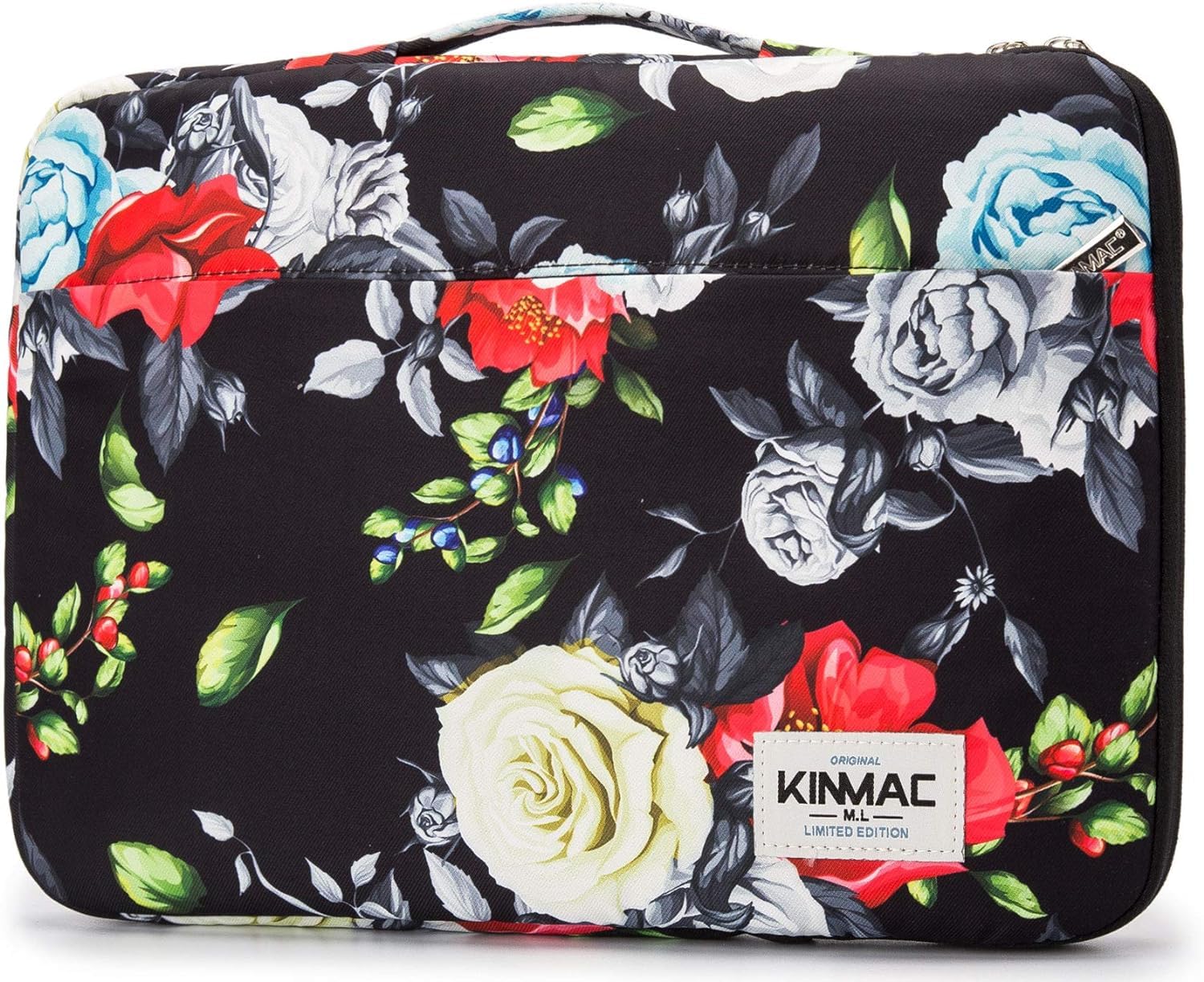 Photo 1 of Kinmac 360 Degree Full Body Protective Padded Laptop Sleeve Case with Handle for MacBook 14 inch, Surface 14.4 inch Laptop and 14 inch Laptop - Colorful Rose