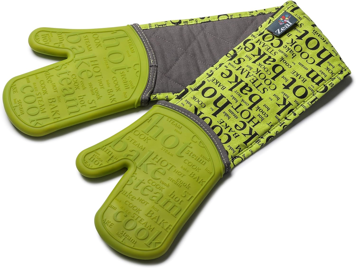 Zeal Silicone Heavy Duty Double Oven Gloves Mitts Lime Green (94 cm