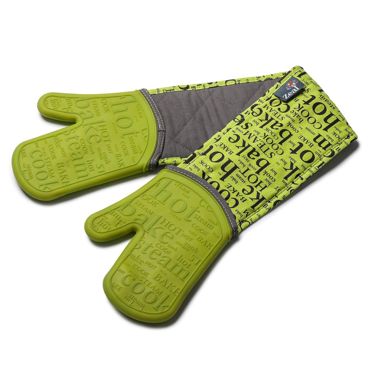 Zeal by CKS Hot Print Design Silicone and Fabric Double Oven Glove Lime Green V118L