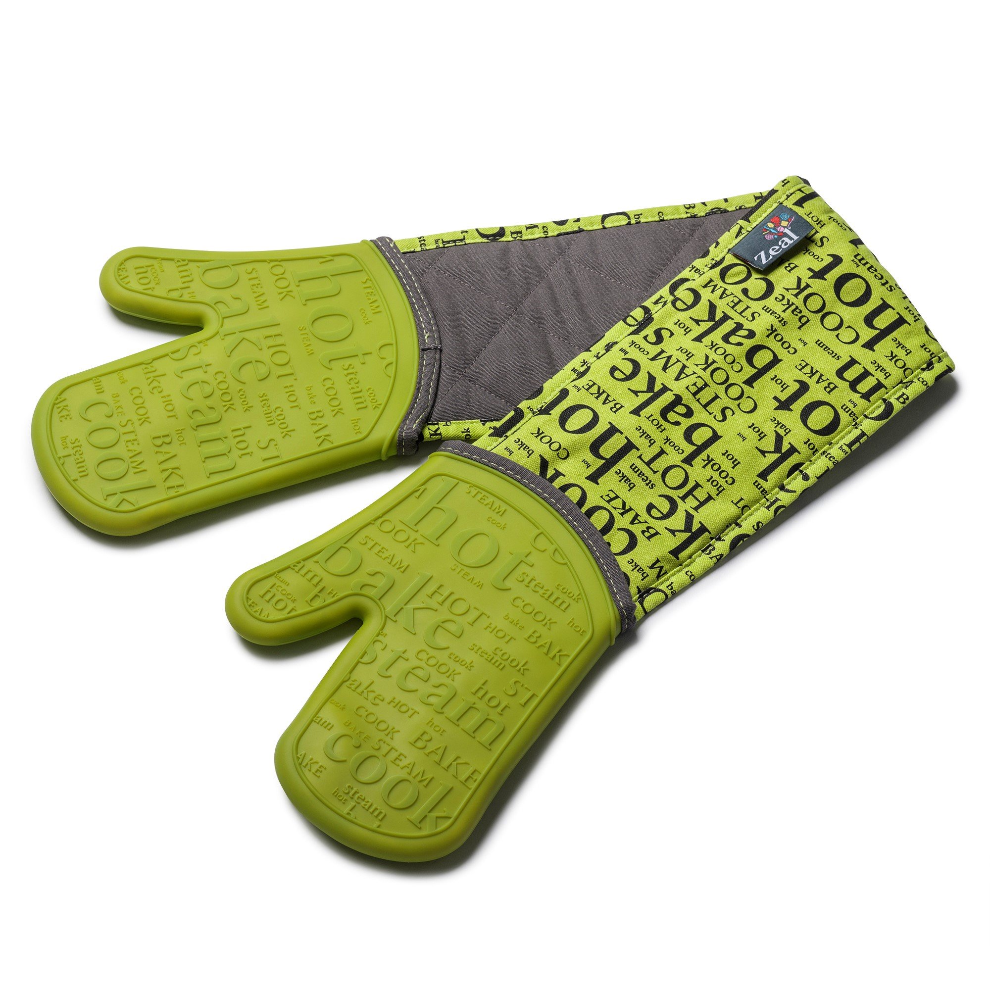 Zeal Silicone Heavy Duty Double Oven Gloves Mitts Lime Green (94 cm Long) – Script — image 1