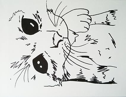Encre Original Art Chat Dessins Sur Toile De Chaton Par L Artiste Dr Nice Amazon Fr Cuisine Maison