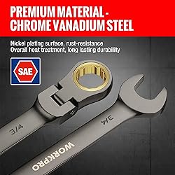 WORKPRO 8-piece Flex-Head Ratcheting Combination