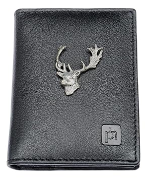 Fallow Deer Head Design Theme Leather Bifold Wallet Card Holder