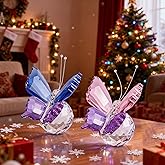 KRISININE 2pcs Crystal Butterfly Figurines with Clear Ball Base Butterfly Ornaments Animal Collectibles Crystal Decoration for Christmas Wedding Party Gifts for Women
