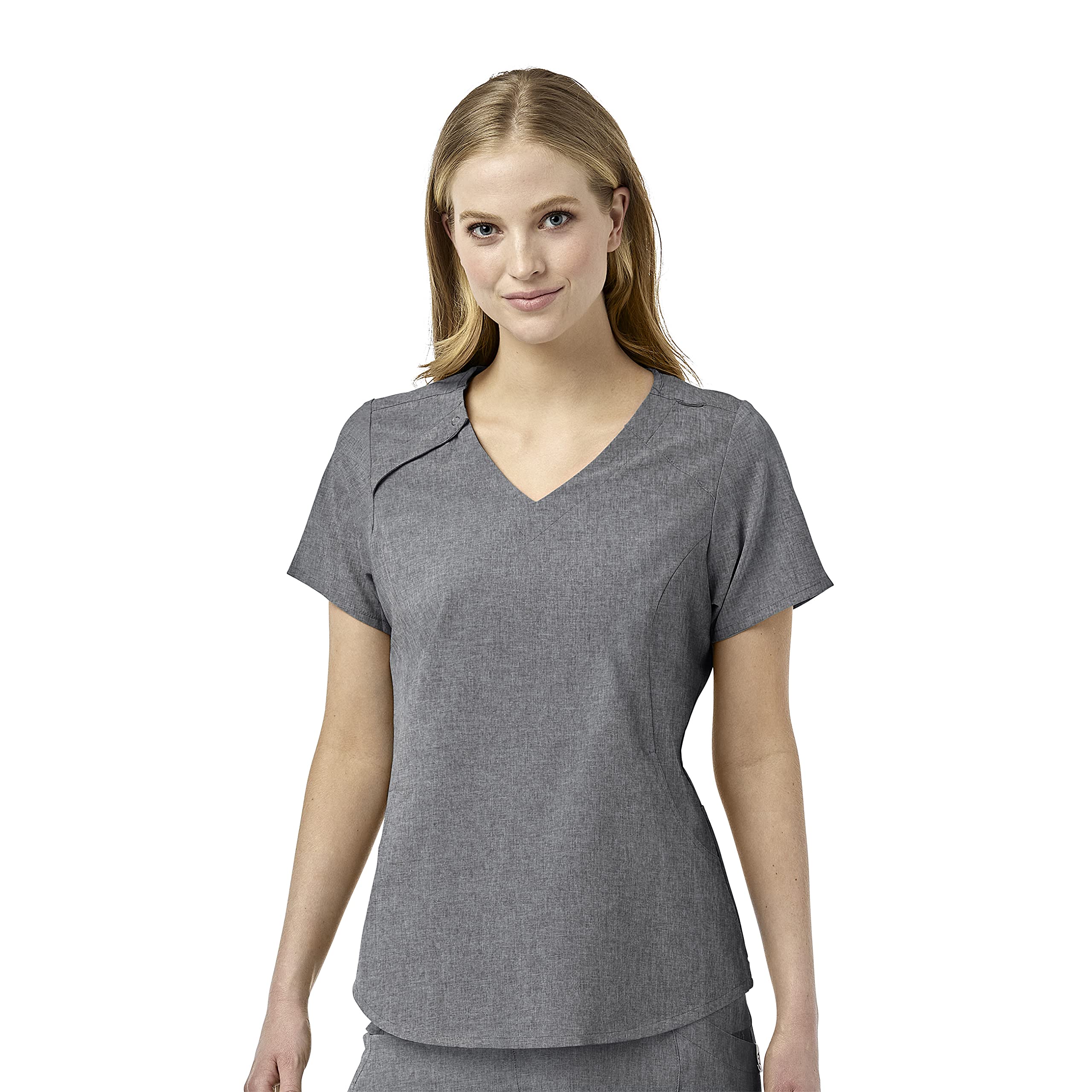 Renew Women’s Zip Accent Scrub Top, Grey Heather, 3X