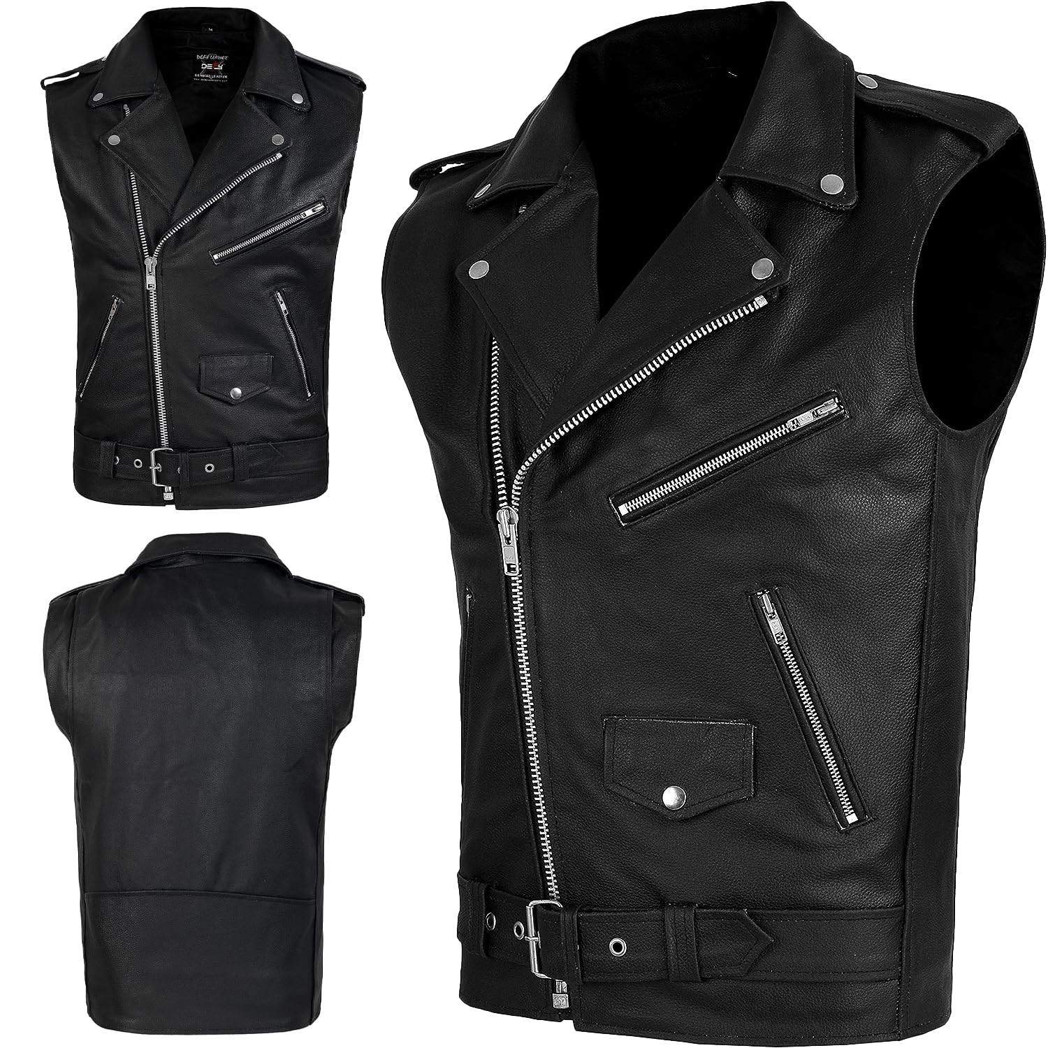 Cowhide Leather Amazon Motorcycle Vest A&h Biker Vest Men's