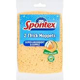 Spontex 2 Thick Sponge Moppets, 16 x 12cm