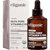 Cliganic Organic Pure Vitamin E Oil (2oz) for Skin, Hair & Face - 46,000 IU
