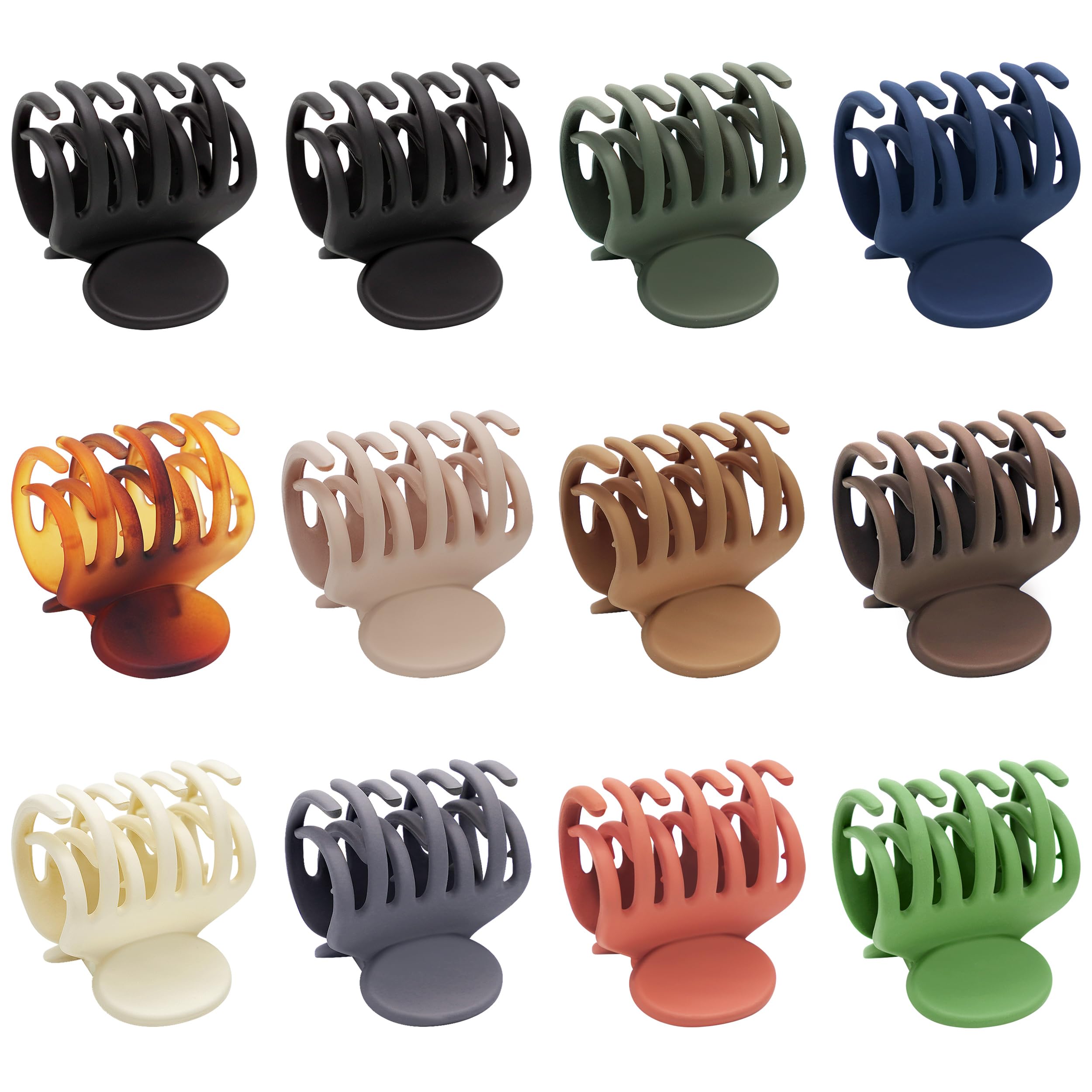 Photo 1 of 12PCS Hair Clips for Women - 1.6" Matte or Gloss Double Row Teeth Clamps with Strong Hold for Fine to Thick Hair, Cute Jaw Clamps for Girls