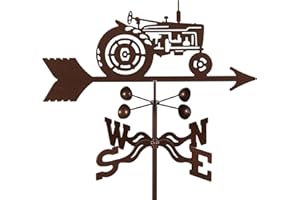 E-Z VANE EZ Vane Classic 1940's Farm Tractor Weathervane — Garden Mount, Wind Cups, Antique Copper Finish, Steel with Durable Triple Powder Coating, Handcrafted in USA