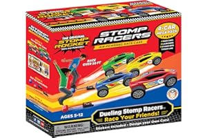Stomp Racers Air Powered Race Cars by Stomp Rocket, 4 Car Mega Pack - Dueling Stomp Racers Toy Car Launcher - Fun Backyard & Outdoor Multi-Player Kids Toys Gifts for Boys, Girls & Toddlers
