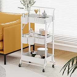 3-Tier Folding Rolling Utility Cart with