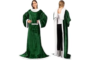 PAVILIA Sherpa Fleece Blanket with Sleeves Women Men Adult, Wearable Blanket Warm Soft Plush Thick, Hug Sleep Pod Snuggle Pocket Sleeved TV Throw Wrap, Cozy Ideas Mom Wife, Dark Green