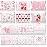 16 Pack Pink Bow Makeup Bag Bulk Valentine Coquette Cherry Cosmetic Bag for Women Girly Wedding Aesthetic Pouch Lovely Heart Strawberry Preppy Pouch Zipper Gift Coquette Birthday Party Favor Supply
