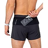 FlipBelt Black Athletic Elite Running Shorts for Men, Lightweight Moisture Wicking Exercise Shorts with Pockets, XS-XL