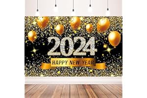 AUSHENKE New Years Eve Party Supplies 2024 New Year Backdrop Background for New Year's Eve Party Decoration 71x43 Inches